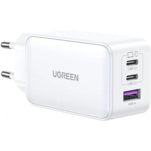 Зарядний пристрій Ugreen 1xUSB + 2xUSB-C 65W GaN CD244 white (15334)