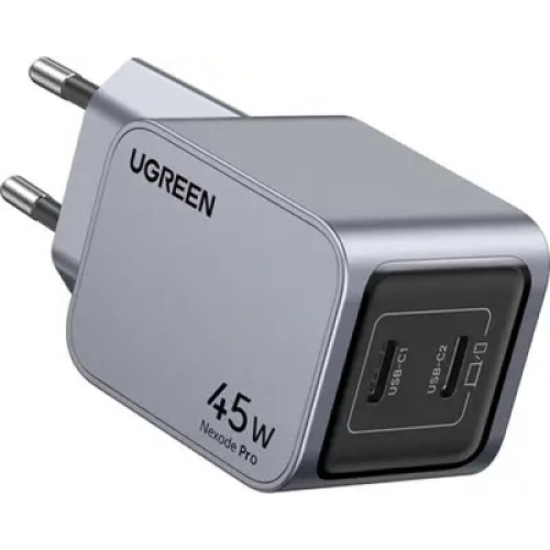 Зарядное устройство Ugreen 2xUSB-C PD45W GaN X707 gray (35008) Зарядное устройство Ugreen 2xUSB-C PD45W GaN X707 gray (35008)