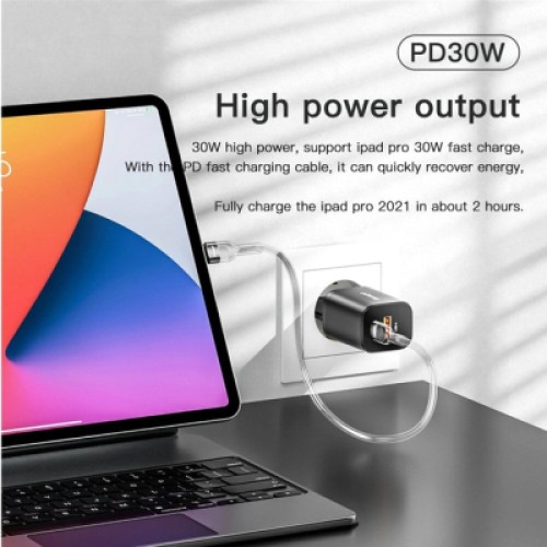 Зарядное устройство Essager 1xUSB + 1xUSB-C PD30W black (ECTPQS-ZTB01)