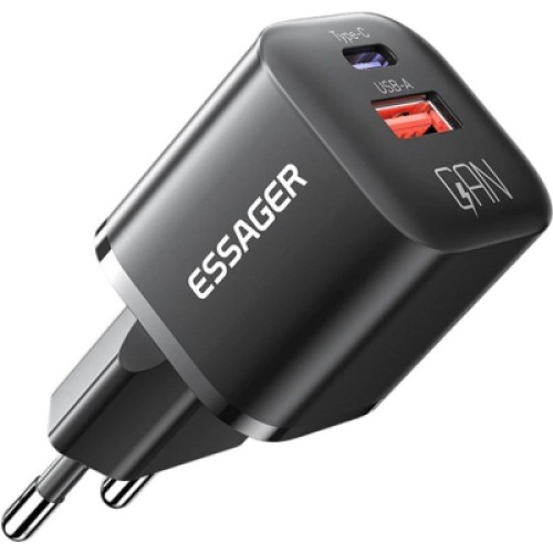 Зарядное устройство Essager 1xUSB + 1xUSB-C PD20W GaN (ECTAC-HMB01-P)