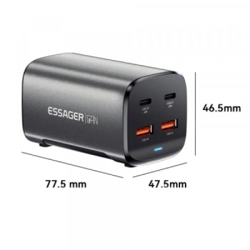 Зарядное устройство Essager 2xUSB-C + 2xUSB 67W GaN (ECT2AC-JYB0G-Z)