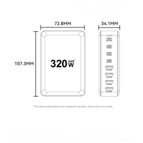 Зарядное устройство Essager 4xUSB-C + 4xUSB 320W GaN (EZC320W-QJB0G-Z) Зарядное устройство Essager 4xUSB-C + 4xUSB 320W GaN (EZC320W-QJB0G-Z)