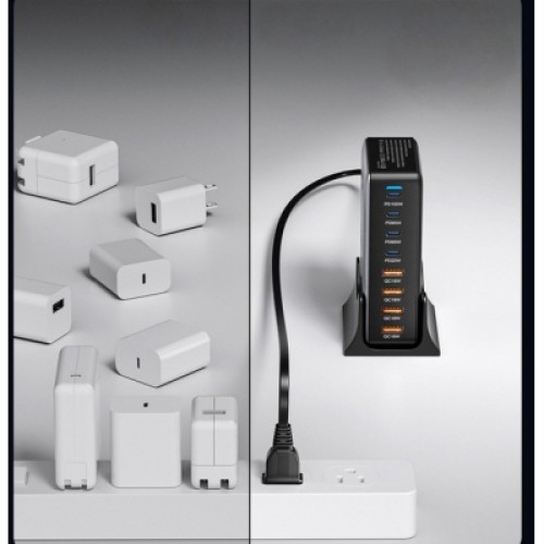 Зарядное устройство Essager 4xUSB-C + 4xUSB 320W GaN (EZC320W-QJB0G-Z) Зарядное устройство Essager 4xUSB-C + 4xUSB 320W GaN (EZC320W-QJB0G-Z)