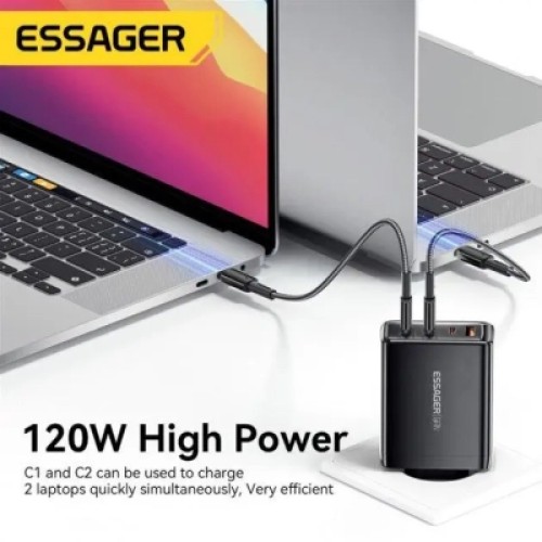 Зарядное устройство Essager 3xUSB-C + 1xUSB 120W GaN (ECT3CA-JZB01-Z)