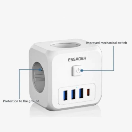Зарядное устройство Essager 3xUSB + 1xUSB-C 7-in-1 white (ECTAC-MFB02-Z) Зарядное устройство Essager 3xUSB + 1xUSB-C 7-in-1 white (ECTAC-MFB02-Z)