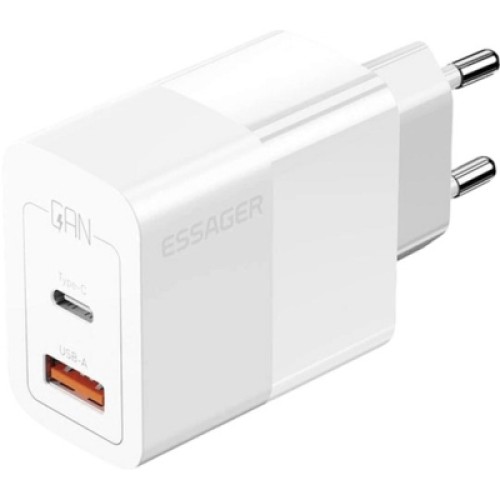 Зарядное устройство Essager 1xUSB + 1xUSB-C 33W white (ECTAC-PCB02-P)