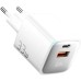Зарядное устройство Essager 1xUSB + 1xUSB-C 33W GaN white (ECTAC-JXB02-Z)
