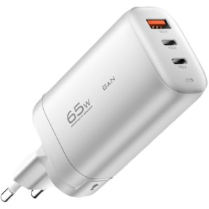 Зарядное устройство Essager 2xUSB-C + 1xUSB 65W GaN white (ECT2CA-MYB02)