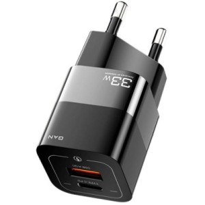 Зарядное устройство Essager 1xUSB + 1xUSB-C 33W GaN black (ECTCA-FZB01)