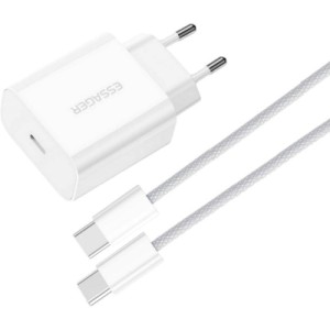 Зарядное устройство Essager USB-C PD20W + cable USB-C to USB-C white (EFJB02-JSTT2-T)
