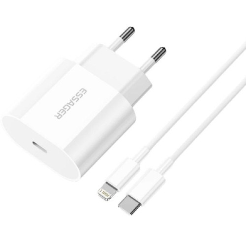 Зарядное устройство Essager USB-C PD20W + cable USB-C to Lightning white (EFJB02-XBL02-T) Зарядное устройство Essager USB-C PD20W + cable USB-C to Lightning white (EFJB02-XBL02-T)