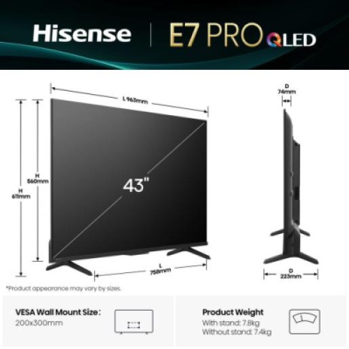 Телевизор Hisense 43E7Q PRO Телевизор Hisense 43E7Q PRO