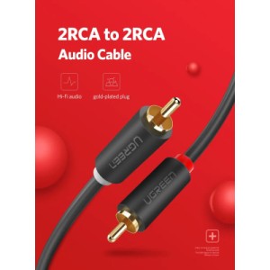 Кабель мультимедійний 2xRCA M to 2xRCA M 1.0m AV104 black Ugreen (30747)