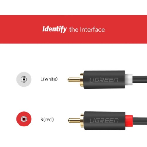 Кабель мультимедийный 2xRCA M to 2xRCA M 1.0m AV104 black Ugreen (30747)
