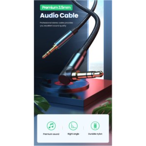 Кабель мультимедийный 3.5mm M to 3.5mm M 1.5m 90° corner AV112 blue Ugreen (60180)