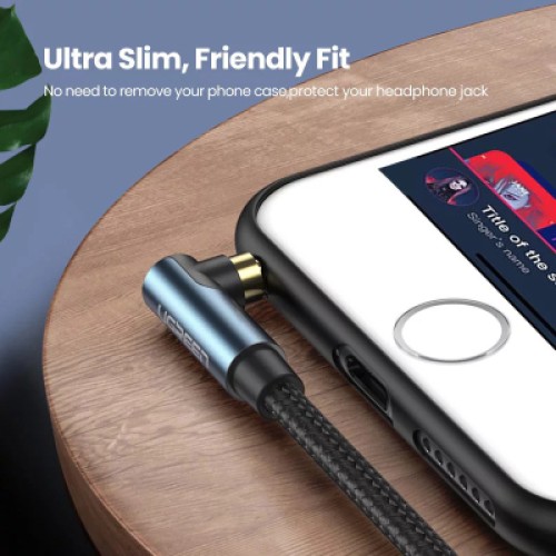 Кабель мультимедийный 3.5mm M to 3.5mm M 1.5m 90° corner AV112 blue Ugreen (60180)