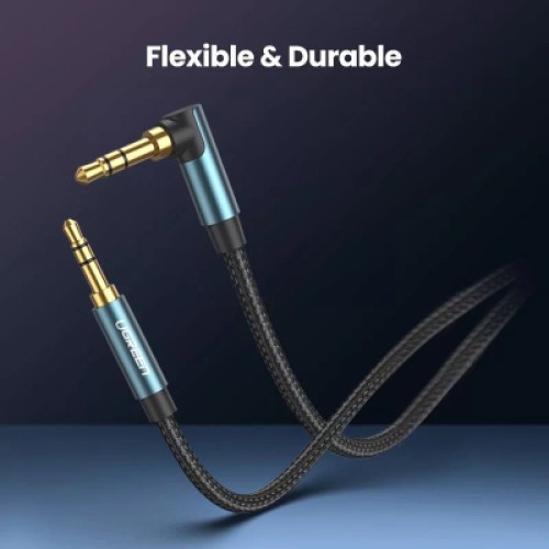 Кабель мультимедийный 3.5mm M to 3.5mm M 1.0m 90° corner AV112 blue Ugreen (60179)