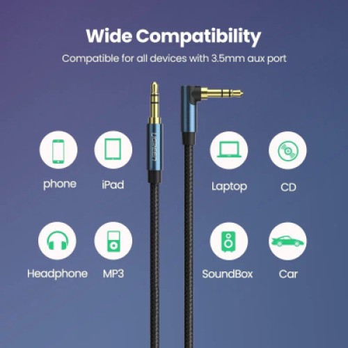 Кабель мультимедийный 3.5mm M to 3.5mm M 1.0m 90° corner AV112 blue Ugreen (60179)