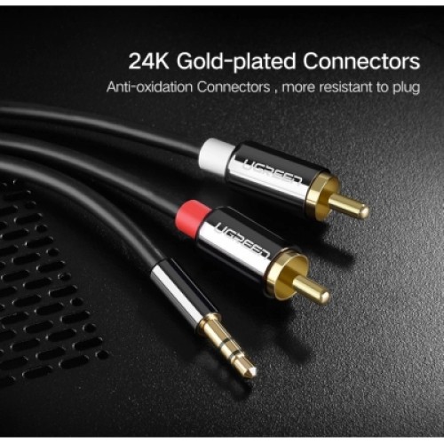 Кабель мультимедийный 3.5mm M to 2xRCA M 1.0m AV116 black Ugreen (10749)