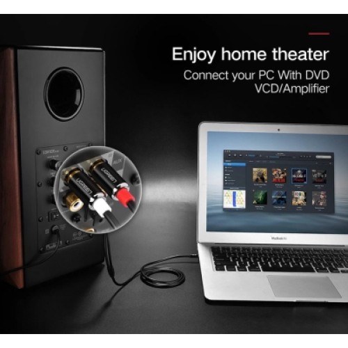 Кабель мультимедийный 3.5mm M to 2xRCA M 1.0m AV116 black Ugreen (10749)