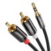 Кабель мультимедийный 3.5mm M to 2xRCA M 2.0m AV116 black Ugreen (10584)