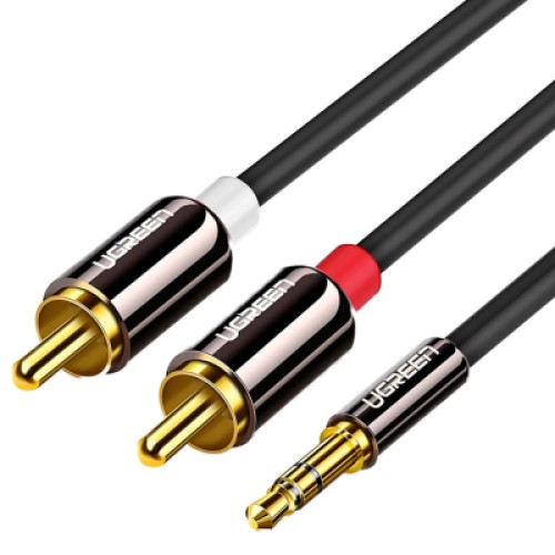 Кабель мультимедийный 3.5mm M to 2xRCA M 5.0m AV116 black Ugreen (10591)