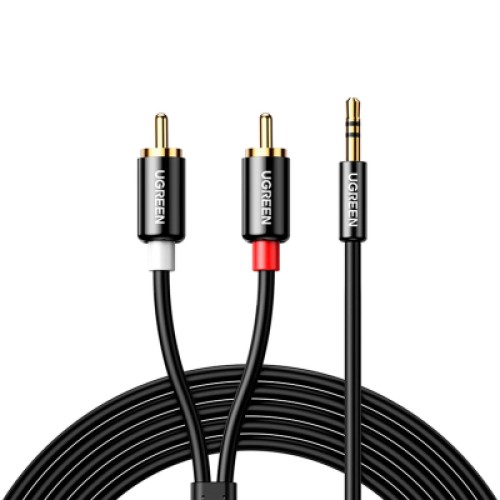 Кабель мультимедийный 3.5mm M to 2xRCA M 5.0m AV116 black Ugreen (10591)