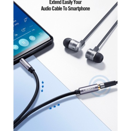 Кабель мультимедийный 3.5mm M to 3.5mm F 1.5m AV118 gray Ugreen (10593)