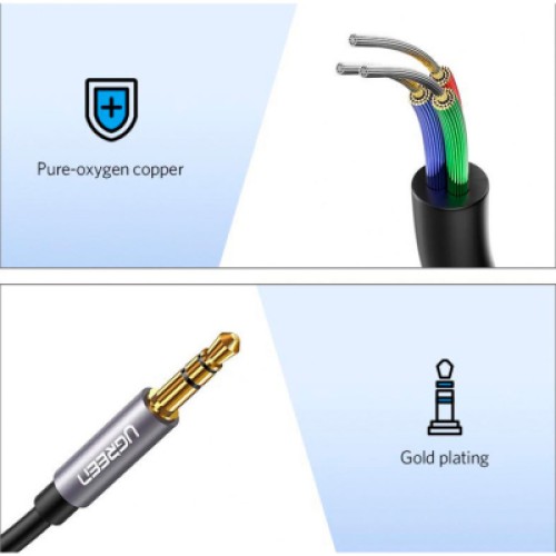 Кабель мультимедийный 3.5mm M to 3.5mm F 1.5m AV118 gray Ugreen (10593)