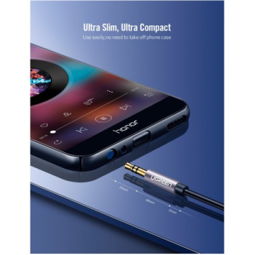 Кабель мультимедийный 3.5mm M to 3.5mm F 1.0m AV118 gray Ugreen (10592)