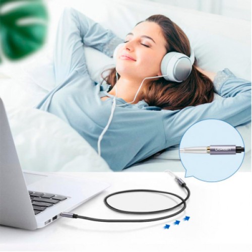 Кабель мультимедийный 3.5mm M to 3.5mm F 2.0m AV118 gray Ugreen (10594)