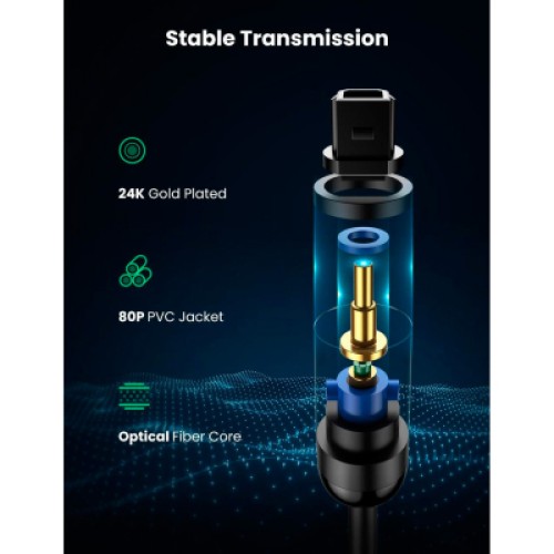 Кабель мультимедийный Optical Toslink 1.5m AV122 black Ugreen (70891)