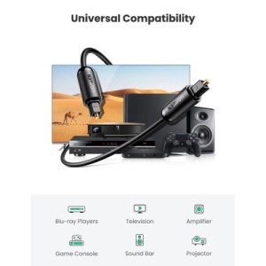 Кабель мультимедійний Optical Toslink 2.0m AV122 black Ugreen (70892) Кабель мультимедійний Optical Toslink 2.0m AV122 black Ugreen (70892)