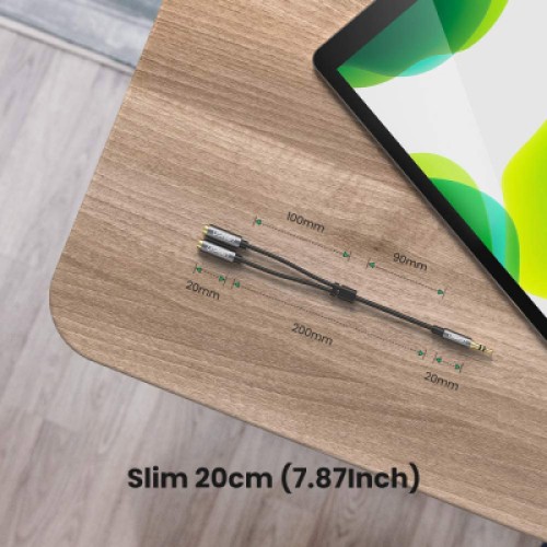 Кабель мультимедийный 3.5mm M to 2x3.5mm F 0.2m AV123 black Ugreen (10532)