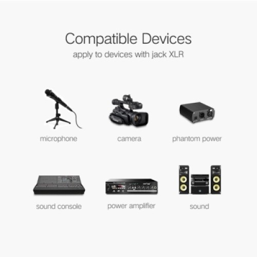 Кабель мультимедийный XLR M to XLR F 3.0m AV130 black Ugreen (20711) Кабель мультимедийный XLR M to XLR F 3.0m AV130 black Ugreen (20711)