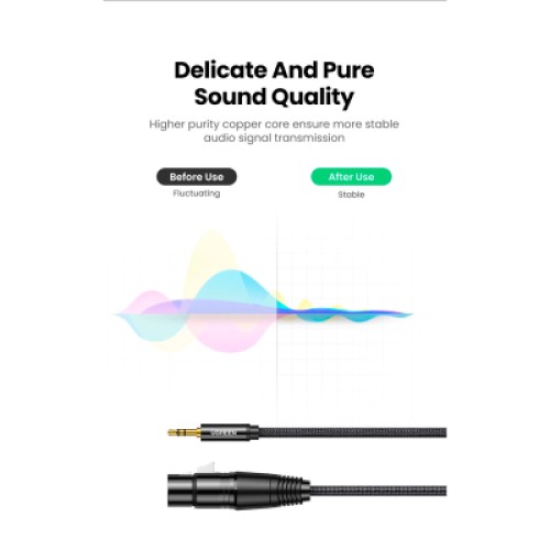 Кабель мультимедийный 3.5mm M to XLR F 1.0m AV182 black Ugreen (20763) Кабель мультимедийный 3.5mm M to XLR F 1.0m AV182 black Ugreen (20763)