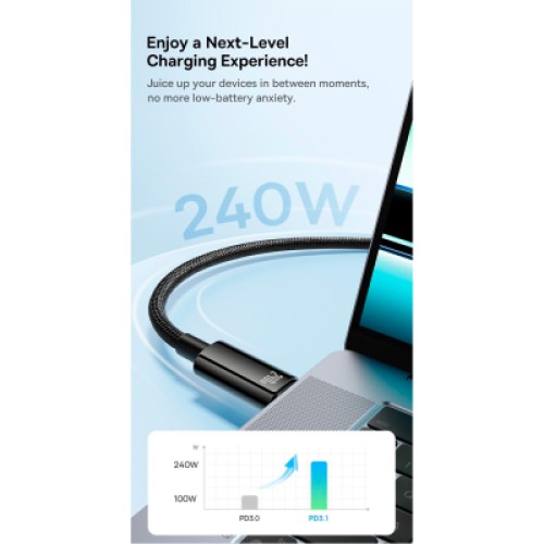 Дата кабель USB-C to USB-C 1.0m 240W Black Baseus (CAWJ040001) Дата кабель USB-C to USB-C 1.0m 240W Black Baseus (CAWJ040001)
