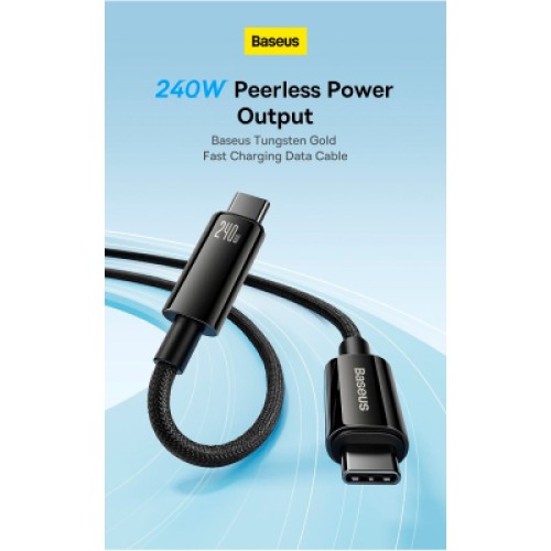Дата кабель USB-C to USB-C 2.0m 240W Black Baseus (CAWJ040101) Дата кабель USB-C to USB-C 2.0m 240W Black Baseus (CAWJ040101)