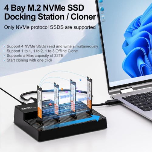 Док-станция для накопителей Maiwo 4*NVMe M.2 SSD Key M/B+M to USB4.0 USB-C 40Gbps (K3015P4) Док-станция для накопителей Maiwo 4*NVMe M.2 SSD Key M/B+M to USB4.0 USB-C 40Gbps (K3015P4)