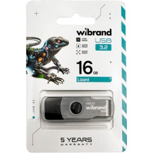 USB флеш накопичувач Wibrand 16GB Lizard Black USB 3.2 (WI3.2/LI16P9B)