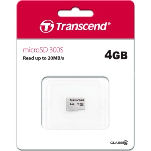 Карта памяти Transcend 4GB microSD class 10 (TS4GUSD300S)