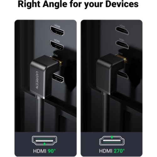 Кабель мультимедийный HDMI M to HDMI M 2.0m 90° corner HD103 black Ugreen (10173) Кабель мультимедийный HDMI M to HDMI M 2.0m 90° corner HD103 black Ugreen (10173)