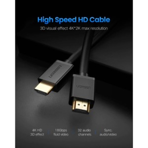 Кабель мультимедійний HDMI M to HDMI M 10.0m HD104 black Ugreen (10110)