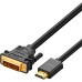 Кабель мультимедийный HDMI M to DVI M 1.5m HD106 black Ugreen (11150)