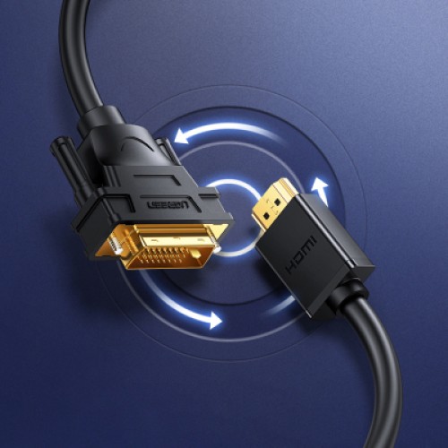 Кабель мультимедийный HDMI M to DVI M 1.0m HD106 black Ugreen (30116) Кабель мультимедийный HDMI M to DVI M 1.0m HD106 black Ugreen (30116)