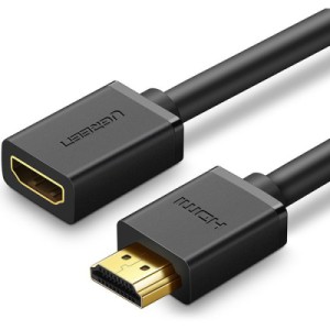 Кабель мультимедийный HDMI M to HDMI F 1.0m HD107 black Ugreen (10141)