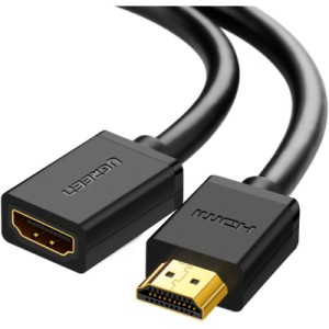 Кабель мультимедийный HDMI M to HDMI F 1.0m HD107 black Ugreen (10141)