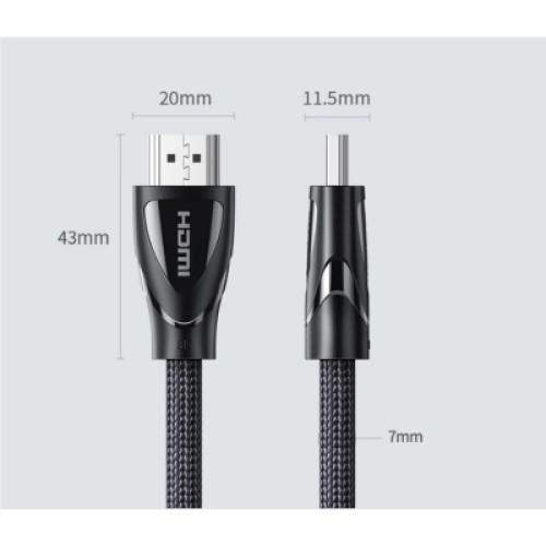 Кабель мультимедийный HDMI M to HDMI M 2.0m braided HD140 black Ugreen (80403)
