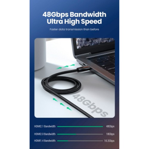 Кабель мультимедийный HDMI M to HDMI M 5.0m braided HD140 black Ugreen (80405) Кабель мультимедийный HDMI M to HDMI M 5.0m braided HD140 black Ugreen (80405)