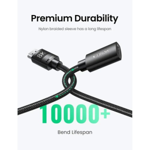 Кабель мультимедийный HDMI M to HDMI F 0.5m 8K HD151 black Ugreen (40400)